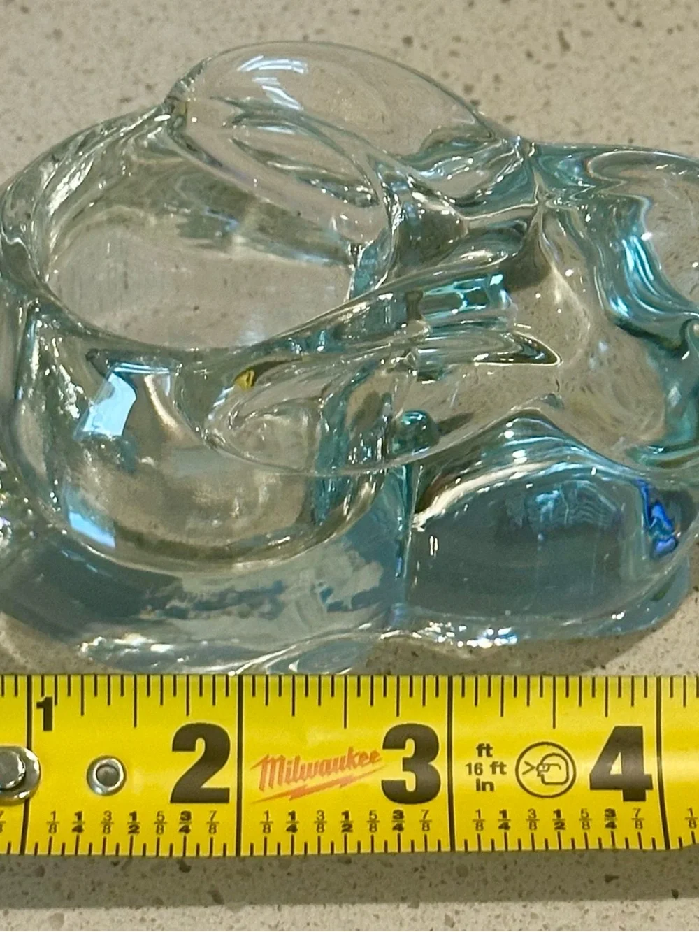 Clear Aqua Glass Bunny Candle Holder